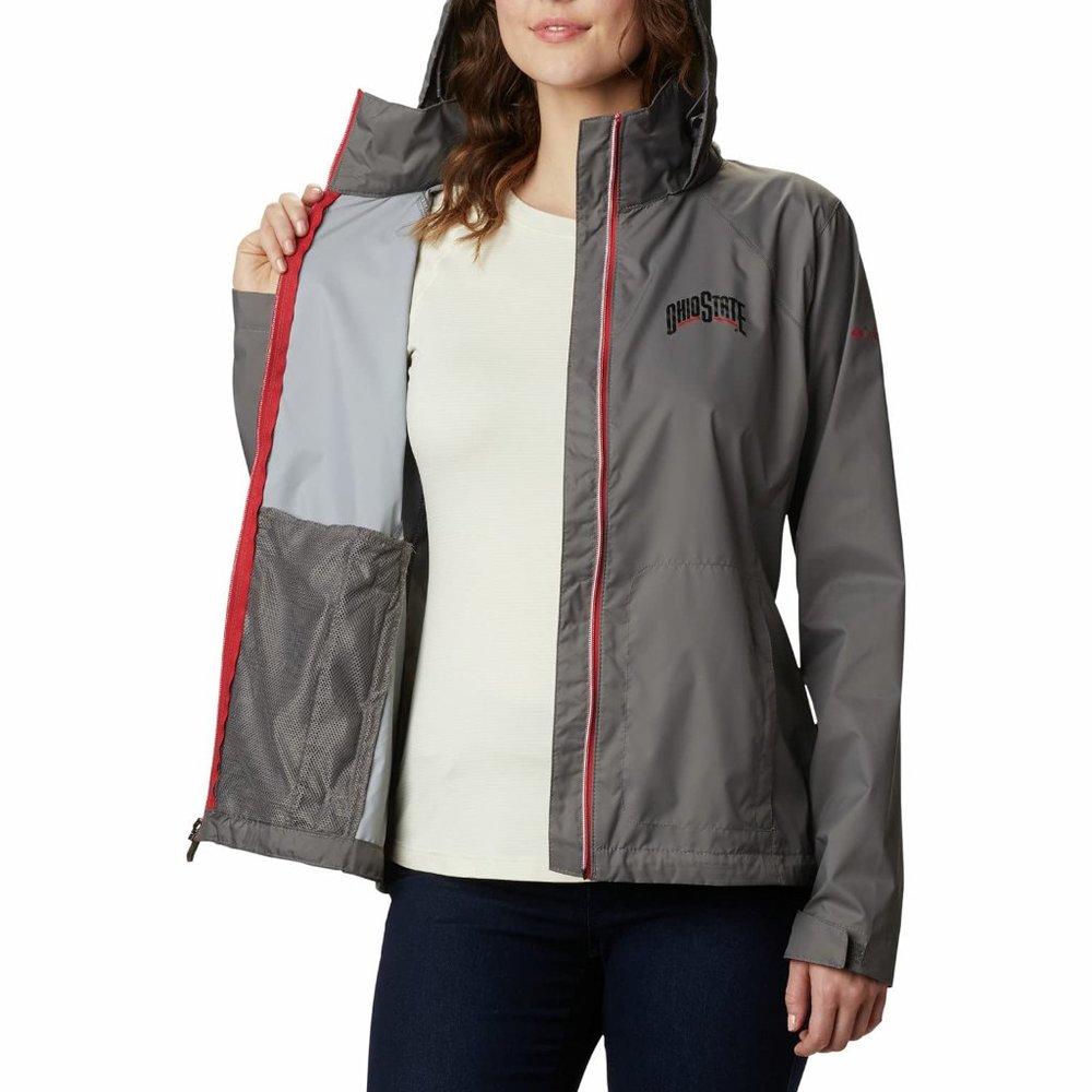 Columbia Women's Ohio State University Buckeyes Waterproof Hooded Jacket Gray XL - Picture 3 of 8